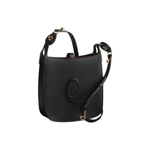 CARTIER Must De Cartier Calfskin Hobo Bag Shoulder Bag Crossbody Bag Mini Women's Black