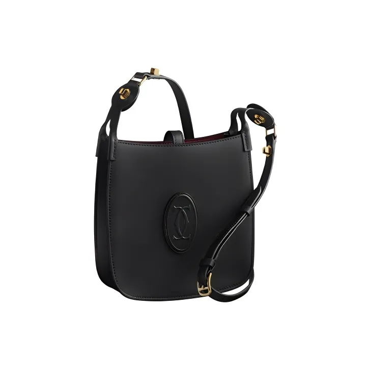 CARTIER Must De Cartier Calfskin Hobo Bag Shoulder Bag Crossbody Bag Mini Women's Black-0
