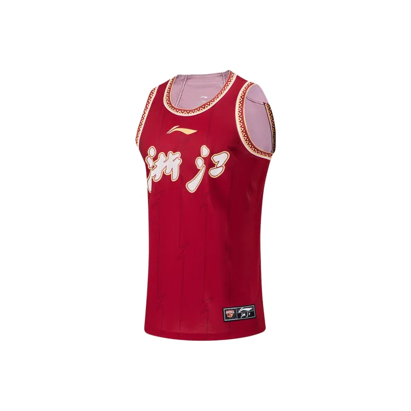 LiNing CBA Collection Professional Basketball Collection Tank Tops Men's Zhejiang Red-0