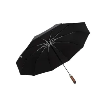 NingYi Wooden Handle Premium Fully Automatic Large Thickened Reinforced Windproof Double Foldable Umbrella For Business