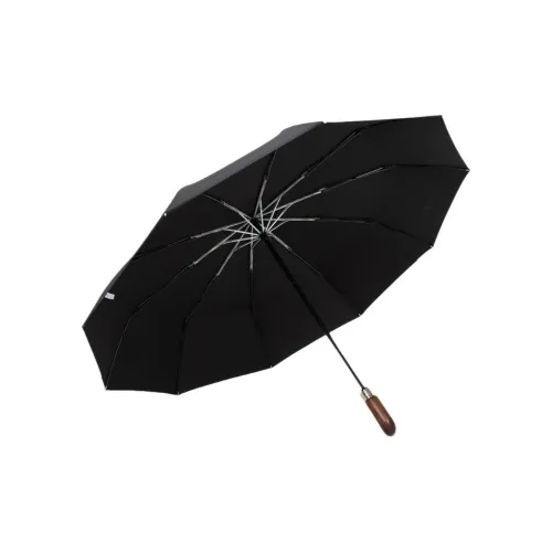 NingYi Wooden Handle Premium Fully Automatic Large Thickened Reinforced Windproof Double Foldable Umbrella For Business