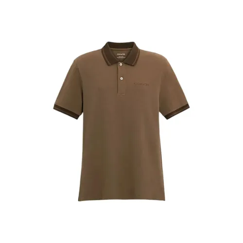 COACH SS24 Polo Shirt Men's Sand Yellow
