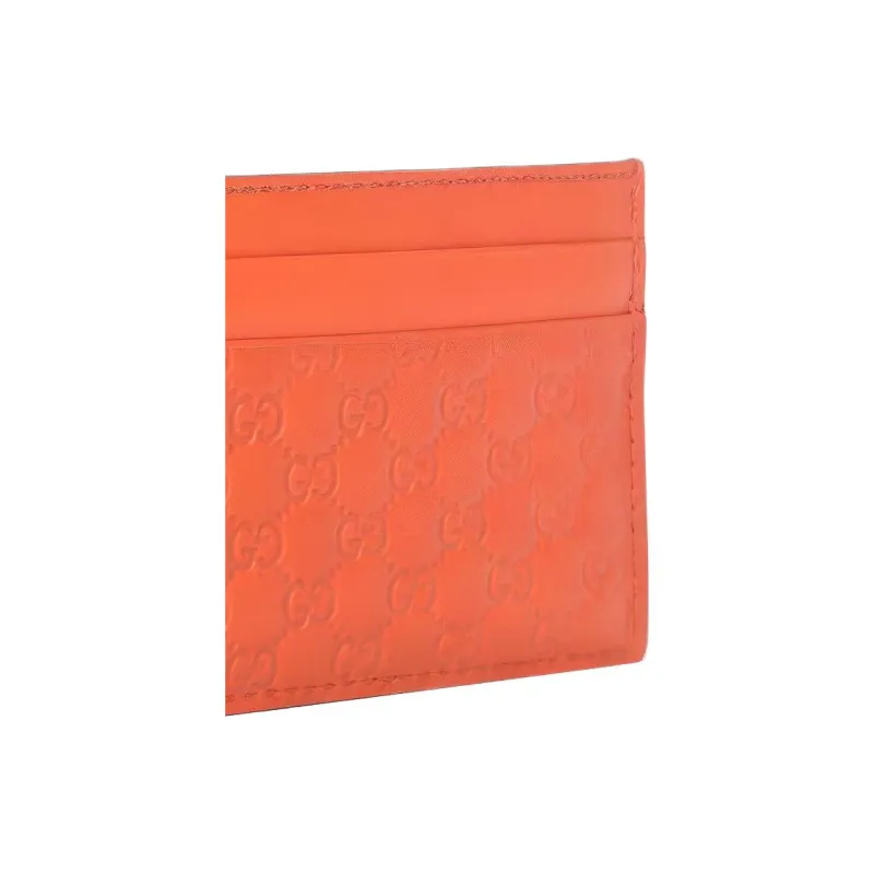 GUCCI Cow Leather Card Holder Unisex Orange-3