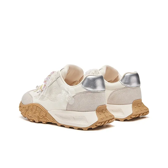 HR Height Increasing Slip Resistant Low Top Casual Shoes Women's Beige-3