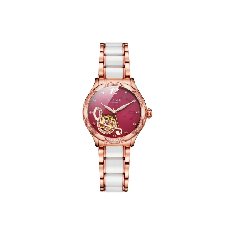 GEMAX Automatic Mechanical Movement Stainless Steel Watchband Watch Women's Watch White Dial-6