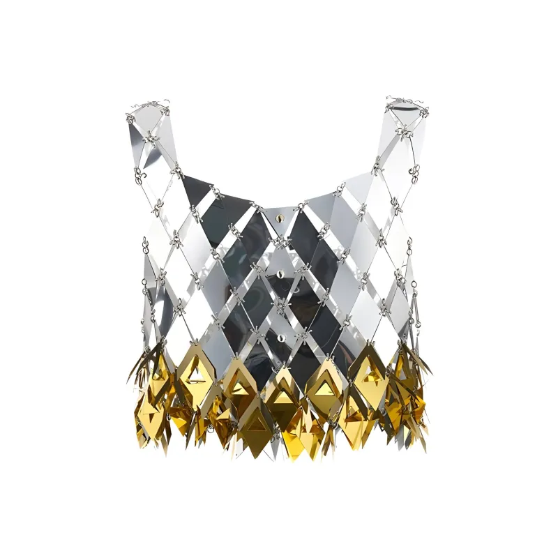 Paco Rabanne Spikey Fringed Mirrored Crop Top-1