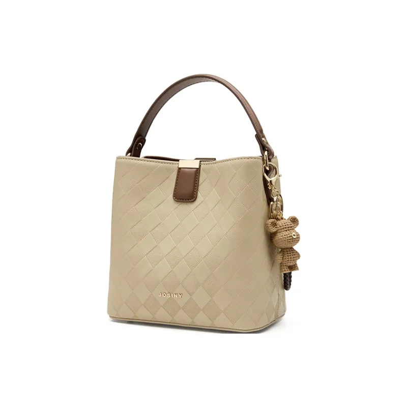 JOSINY PU With Cow Leather Handbag Regular Women's Apricot/Brown-1