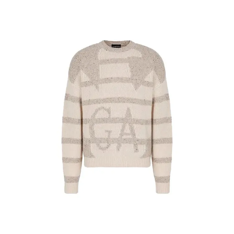 EMPORIO ARMANI Logo Intarsia Knit Crewneck Jumper-0