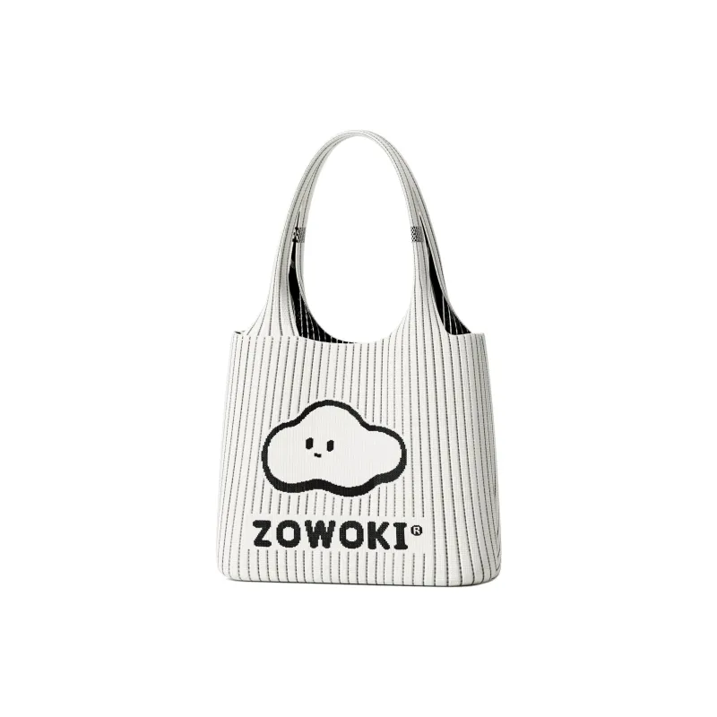 Zowoki Knitted Fabric Shoulder Bag Regular Women's White/Camel-5