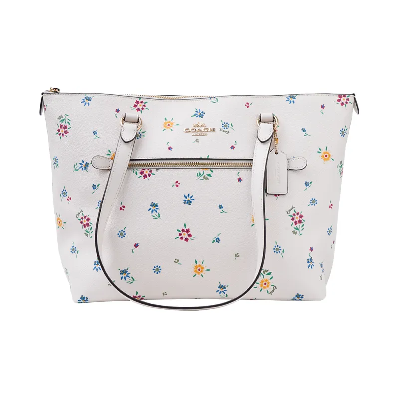 COACH Gallery Canvas With Leather Tote Bag, Shopping Bag, Handbag, Shoulder Bag Women's White-3