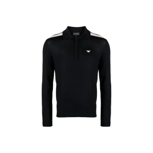 EMPORIO ARMANI Side Stripe Detailed Knitted Polo Jumper