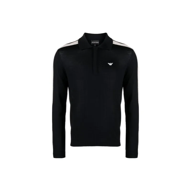 EMPORIO ARMANI Side Stripe Detailed Knitted Polo Jumper-0
