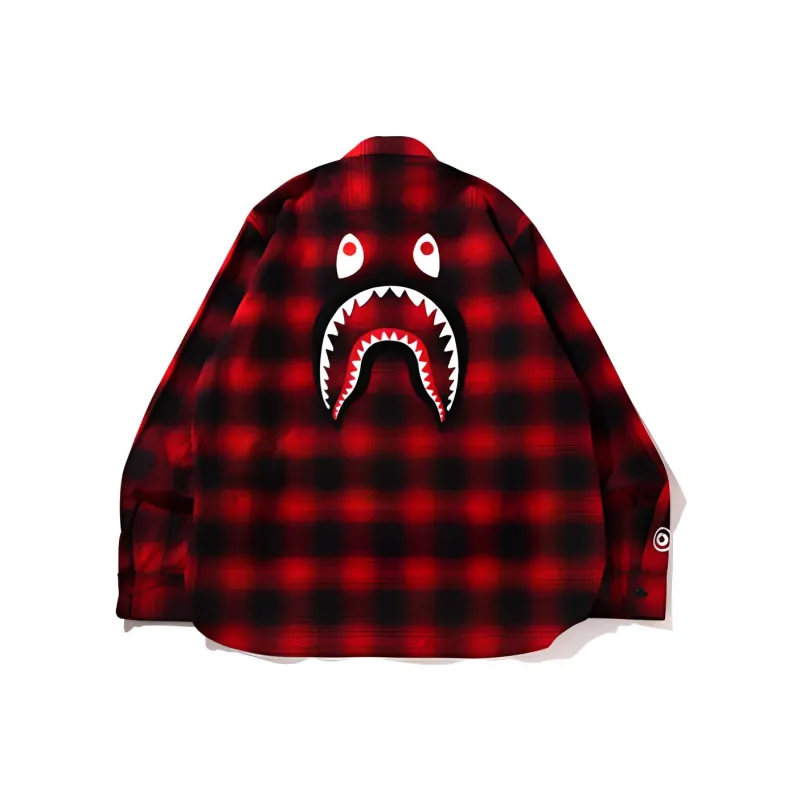 Bape Check Shark Relaxed Fit Flannel Shirt-3