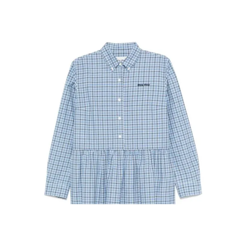 MIU MIU Check Shirt Celeste/Blue-1