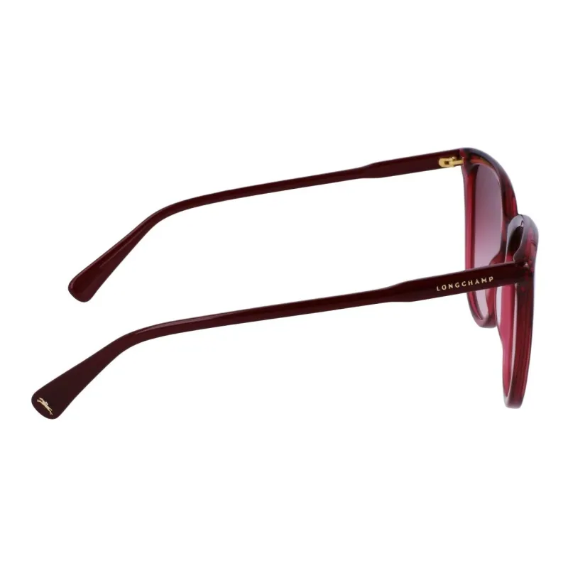 LONGCHAMP Acetate Irregular Shape Sunglasses Unisex Burgundy-3