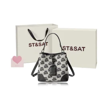 ST&SAT Fabric, Synthetic Leather Handbag, Crossbody Bag, Shoulder Bag Regular Women's Black