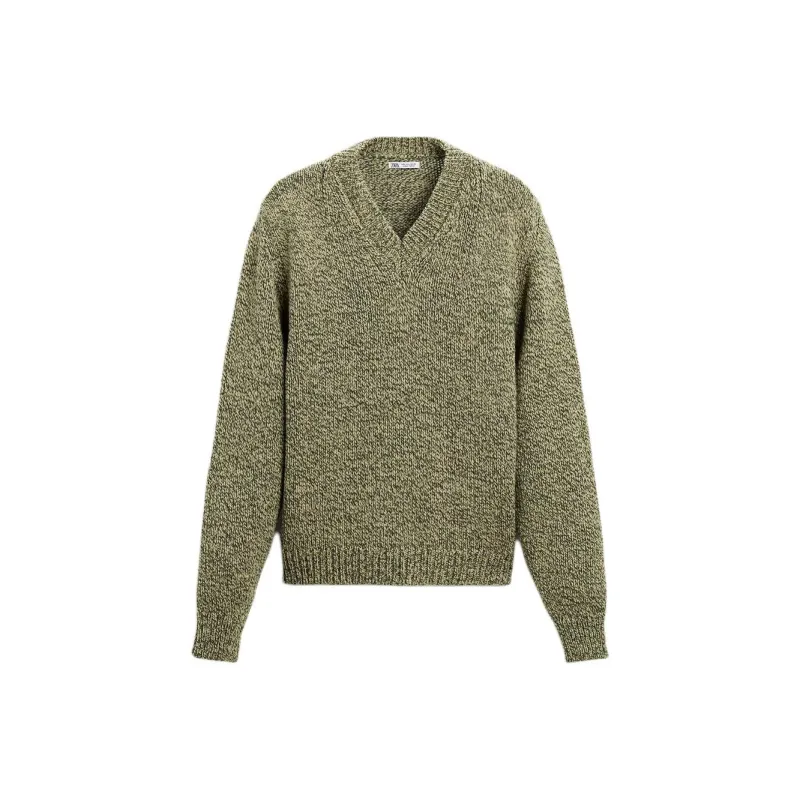 ZARA Sweater Men's Zebra Print Green-0