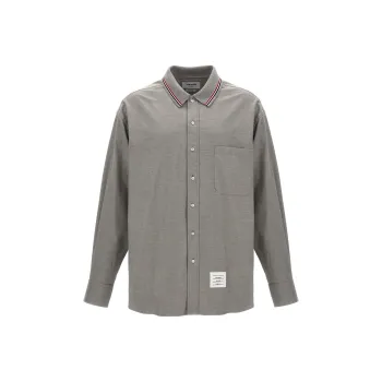 THOM BROWNE Rwb Striped Curved Hem Shirt