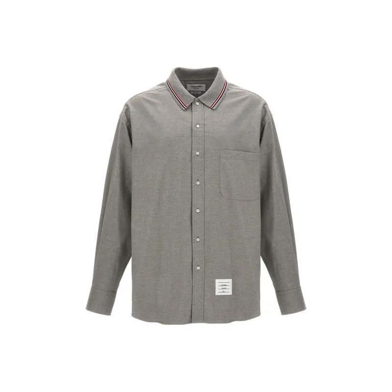 THOM BROWNE Rwb Striped Curved Hem Shirt-0
