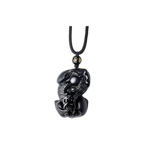 Lingxiang Yurun Obsidian Accessory, Zodiac Year Necklace Unisex