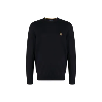 FRED PERRY Logo Embroidered Long Sleeved Crewneck Jumper