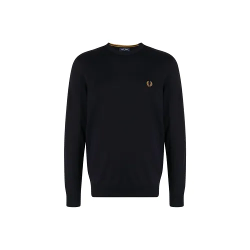 FRED PERRY Logo Embroidered Long Sleeved Crewneck Jumper
