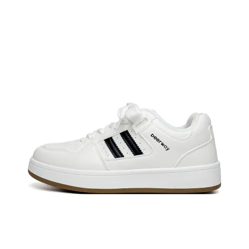 DEERWAY Cushioning Breathable Height Increasing Low Top Skateboard Shoes Women's White Black