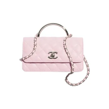 CHANEL Grain Calfskin One Shoulder Handbag Regular Women's Pink