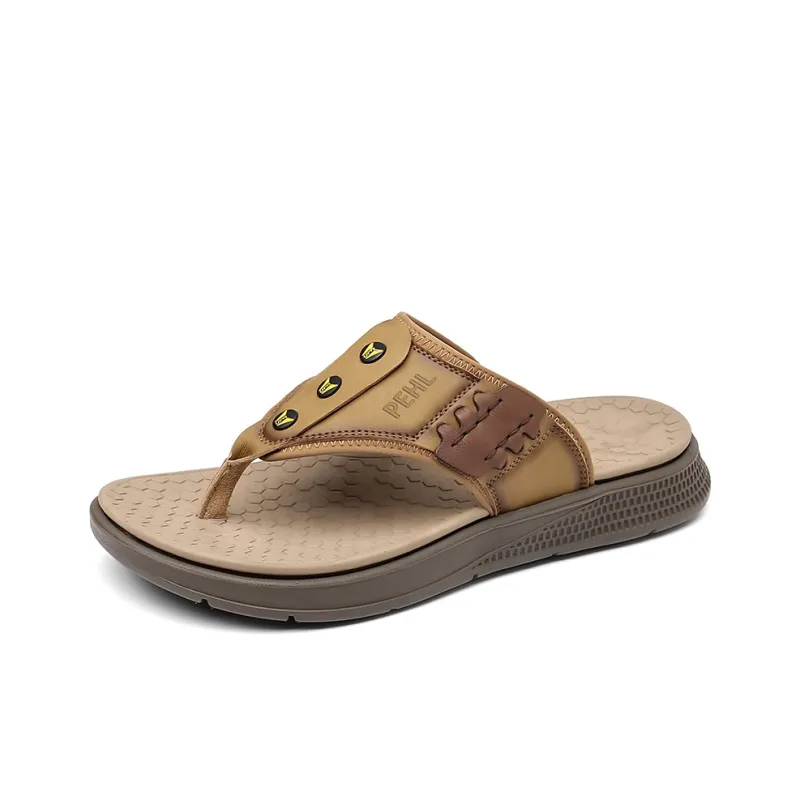 PEHL Rubber Sole Abrasion Resistant Slip Resistant Quick Dry Flip Flops Men's-5