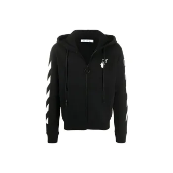 OFF WHITE Slim Fit Arrows Diag Zip Up Hoodie
