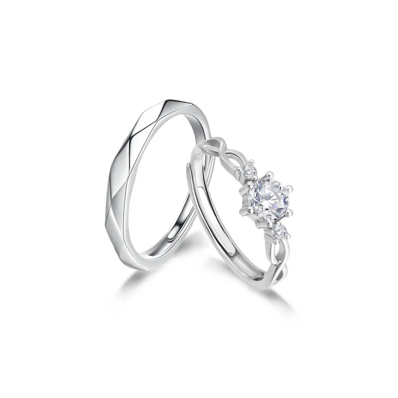 NUSQ Sterling Silver With Zircon Rings Unisex-0