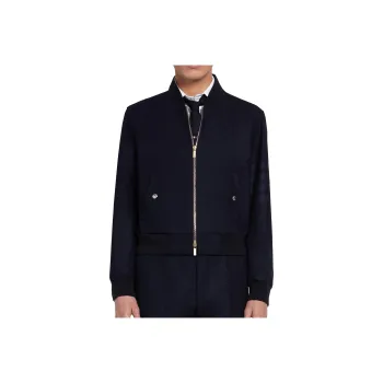 THOM BROWNE Tonal 4 Bar Flannel Blouson Jacket