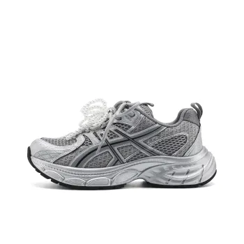 FIVE PLUS Anti Slip Wear Resistant Low Top Chunky Sneakers Women's Silver