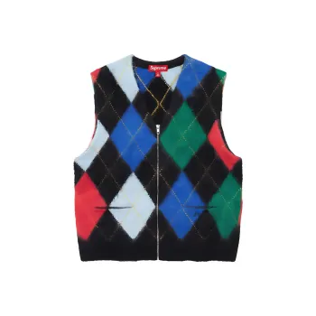 Supreme Brushed Argyle Zip Up Vest