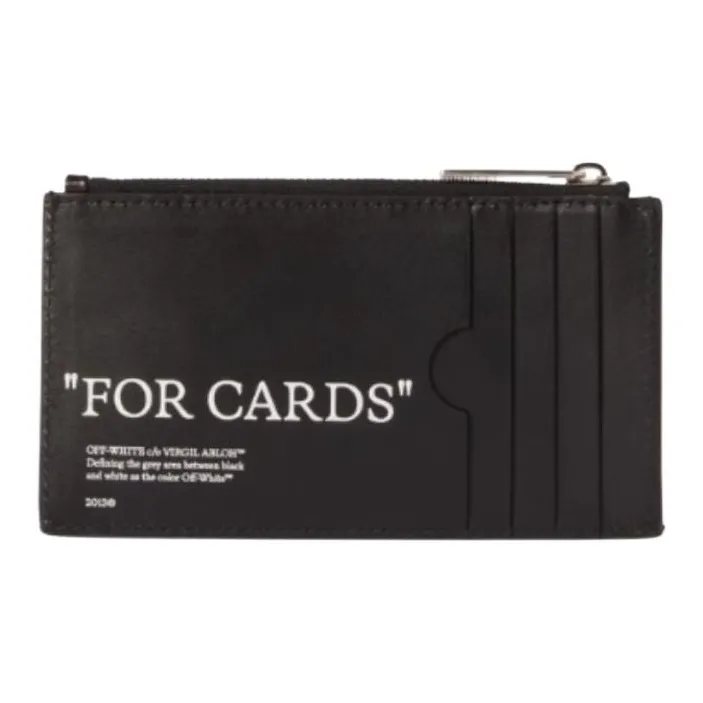 OFF WHITE Quote Print Leather Cardholder Black-1