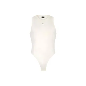 FENDI Logo Plaque Ribbed Bodysuit