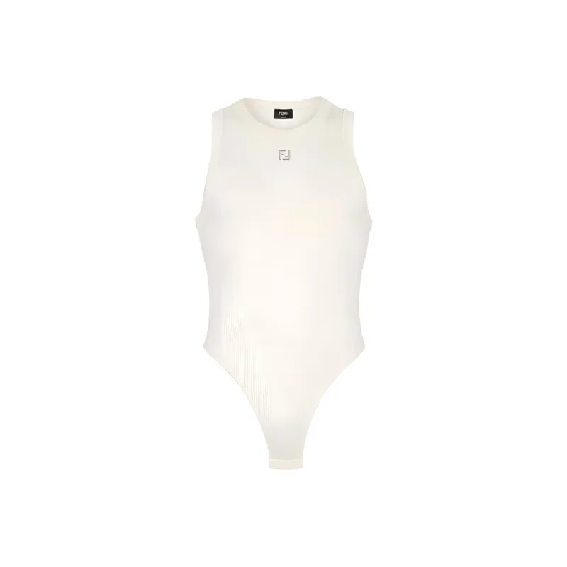 FENDI Logo Plaque Ribbed Bodysuit-0