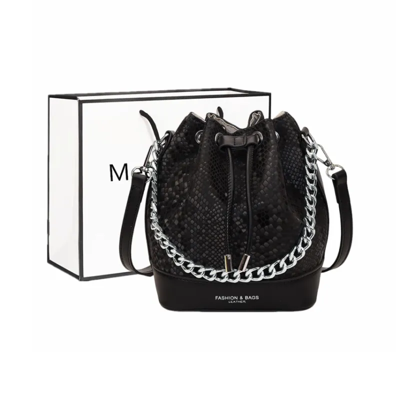 Fitchell PU Bucket Bag, Crossbody Bag Regular Women's Silver/Pink/Black & White/Black/Red/White-3