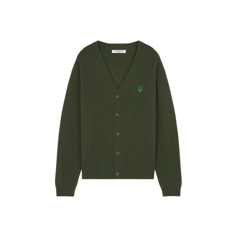 Maison Kitsune Bold Fox Head Patch Knitted Cardigan-0