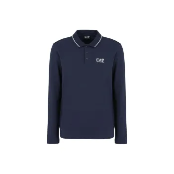 EMPORIO ARMANI Logo Printed Long Sleeved Polo Shirt