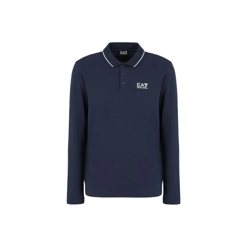 EMPORIO ARMANI Logo Printed Long Sleeved Polo Shirt-0