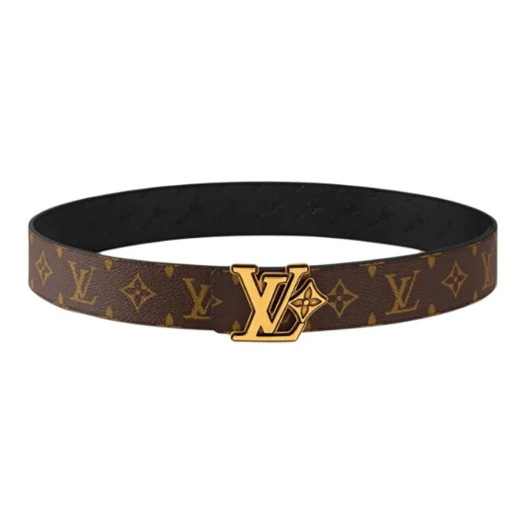 LOUIS VUITTON Coated Canvas Leather Belts Men's Brown Width 4CM-0