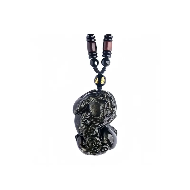 Lingxiang Yurun Obsidian Accessory, Zodiac Year Necklace Unisex-32