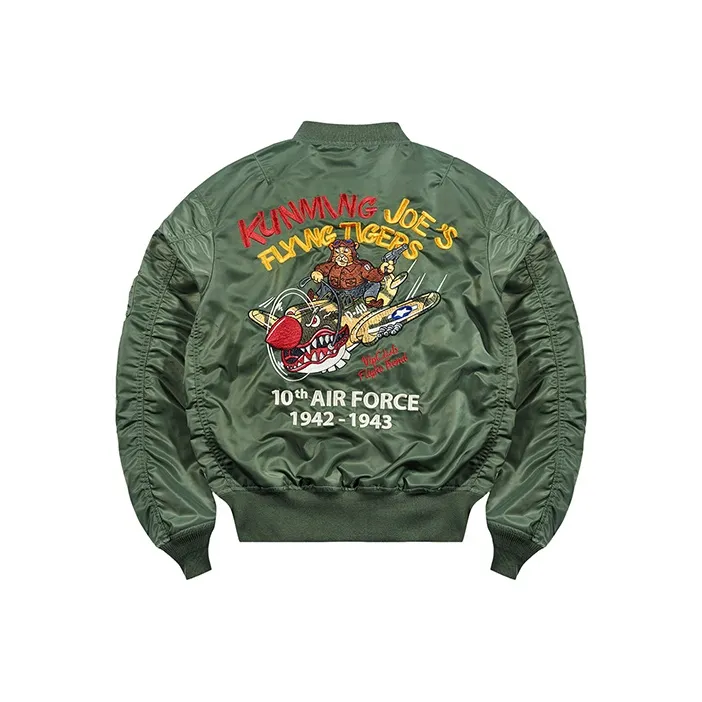 VIP Letter Pattern Embroidered Loose Fit Pilot Jackets & Coats Men's-7