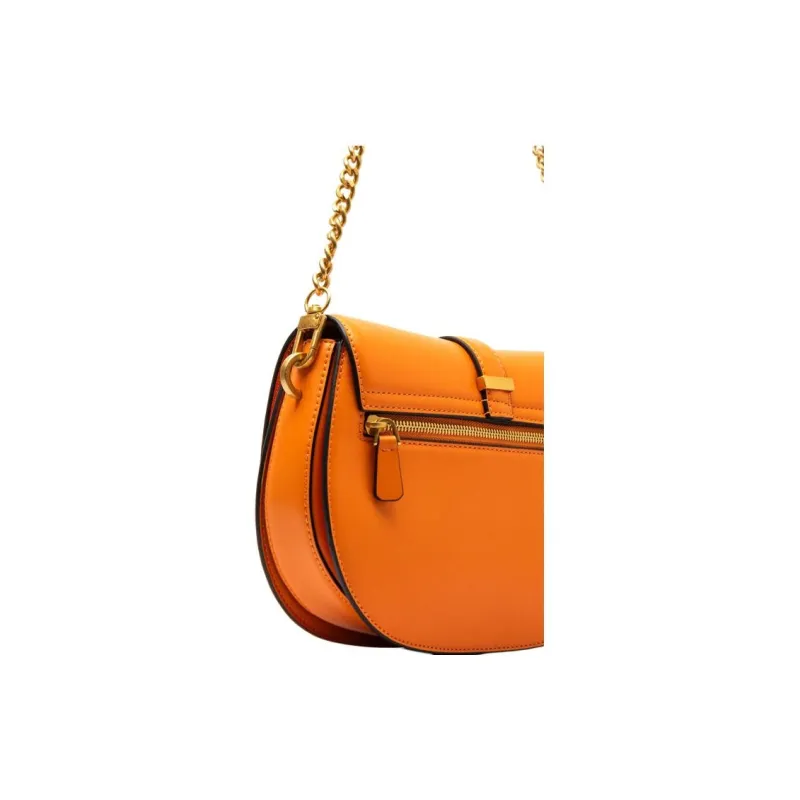 GUESS Smooth Faux Leather Portable Crossbody Bag, Shoulder Bag Mini Women's Orange-3