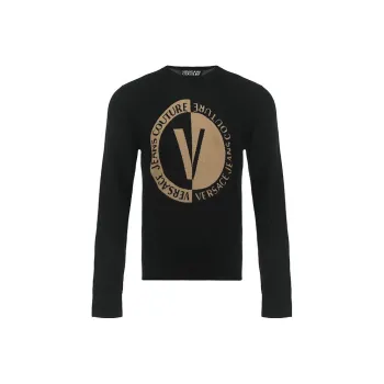 VERSACE JEANS COUTURE Logo Intarsia Knit Crewneck Jumper