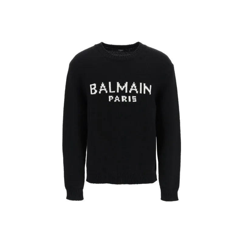 BALMAIN Logo Intarsia Knit Crewneck Jumper-0