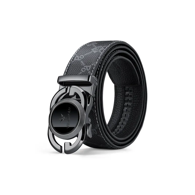 WilliamPOLO PVC/Cow Leather Belts Men's Multiple Colors 3.5cm Width-0