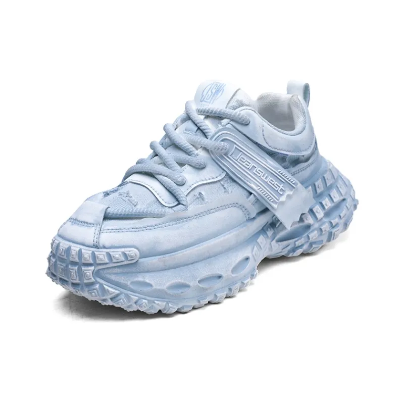 JEANSWEST Paris Distressed Wasteland Style Slip Resistant, Abrasion Resistant, Breathable Low Top Chunky Sneakers Men's-8