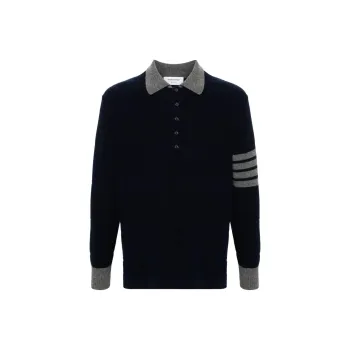 THOM BROWNE 4 Bar Stripe Knitted Polo Shirt